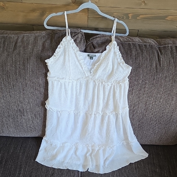 White Ruffled Women's  Mini Dress - Picture 1 of 3
